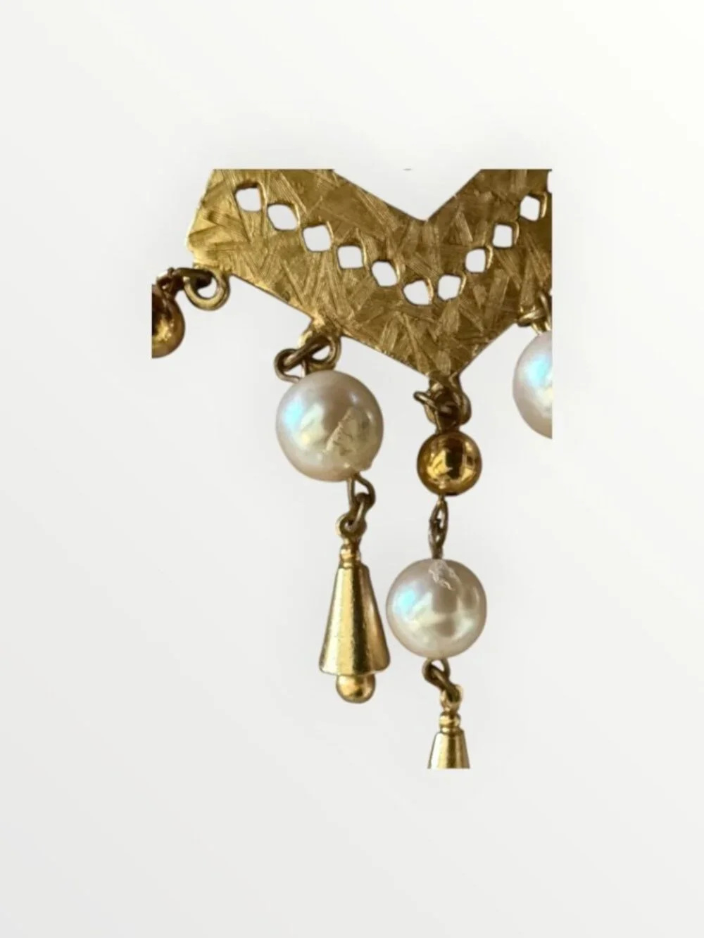 Givenchy Vintage Gold Faux Pearl Chandelier Earrings